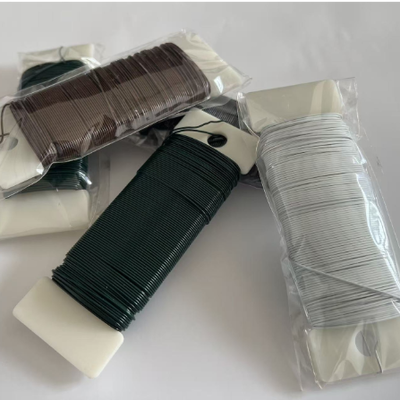 20 Gauge Green Silver Color Craft Floral Paddle Wire