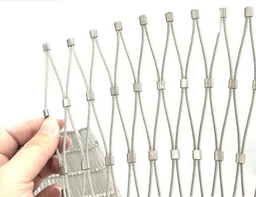 304ステンレス鋼ロープメッシュ フレキシブル安全ネット 装飾ワイヤーロープメッシュ 手すりおよび動物園エンクロージャー用カスタムサイズ