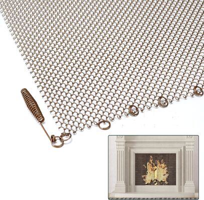 家庭用屋内金属メッシュ金色スチール製暖炉メッシュスクリーンカーテン