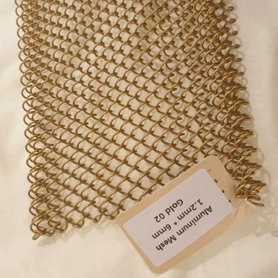 展覧会場のための6*6mmの重金属のチェーン・リンクのカーテンの金の建築アルミニウム