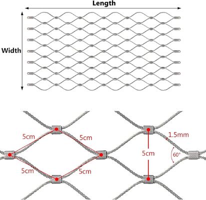 鳥の鳥小屋の安全保護のための柔軟なステンレス鋼ケーブルメッシュ